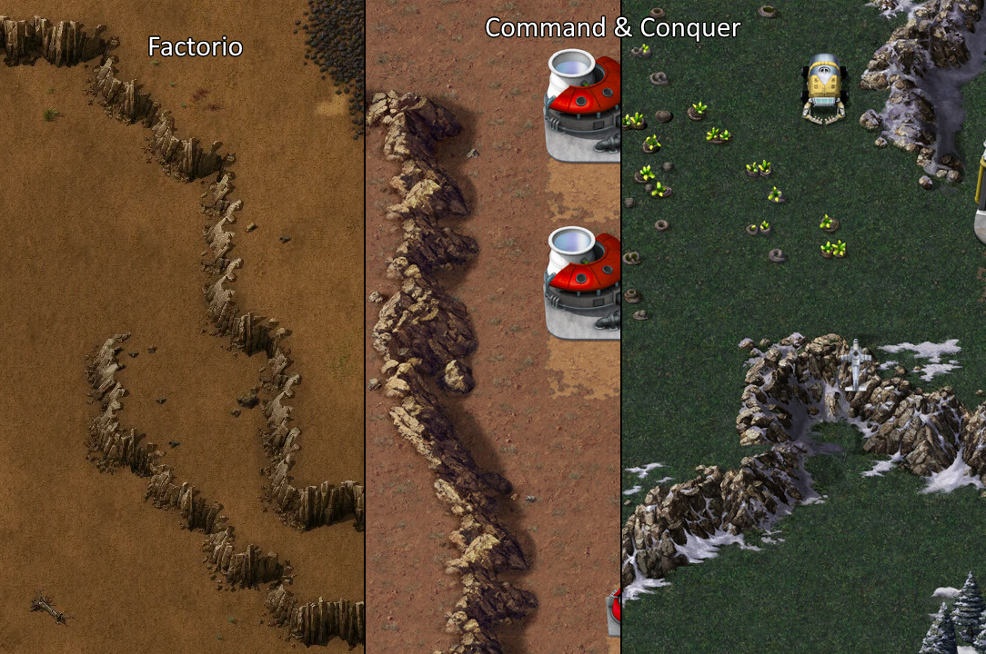 Comparison of cliffs in Factorio and Command &amp; Conquer